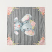 Roze olifant Baby shower achtergrond Wandkleed (Voorkant (horizontaal))