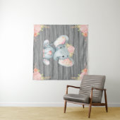 Roze olifant Baby shower achtergrond Wandkleed (In Situ (horizontaal))
