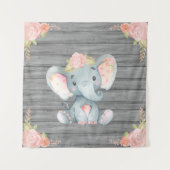 Roze Olifant Baby Shower Achtergrond Wandkleed (Voorkant)