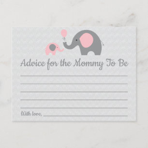 Roze Olifant Baby shower Advies voor Moeder Kaarte Briefkaart