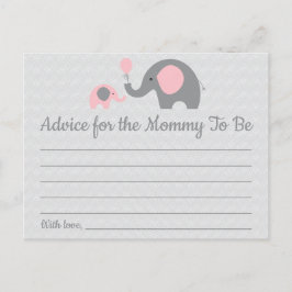 Roze Olifant Baby shower Advies voor Moeder Kaarte Briefkaart
