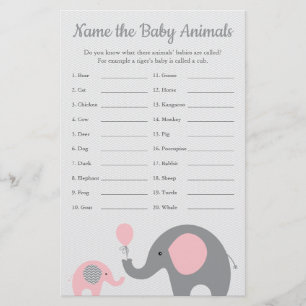 Roze olifant Baby shower Baby naam Flyer