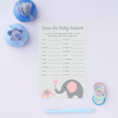 Roze olifant Baby shower Baby naam Flyer (Enkel)
