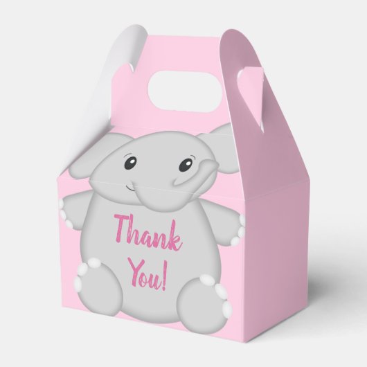 Roze olifant Baby shower Bedankdoosjes (Voorkant Zijde)