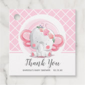 Roze olifant Baby shower Bedankjes Labels (Voorkant)
