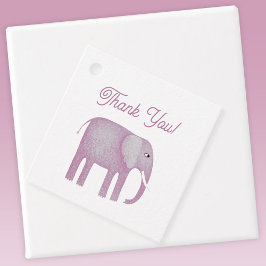 Roze olifant Baby shower Bedankjes Labels