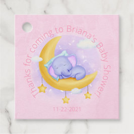 Roze olifant Baby shower Bedankjes Labels