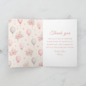 Roze Olifant Baby Shower Bedankkaart (Binnen)