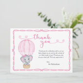 Roze olifant Baby shower Bedankkaart (Staand voorkant)