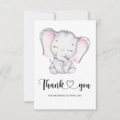 Roze olifant baby shower bedankt je kaart (Voorkant)