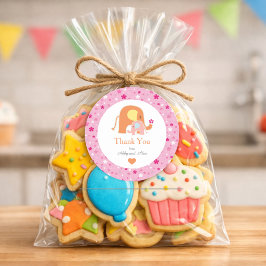 Roze Olifant Baby Shower Bedankt Ronde Sticker