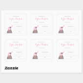 Roze Olifant baby shower bookplate Vierkante Sticker (Vel)