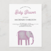 Roze olifant Baby shower Briefkaart (Voorkant)