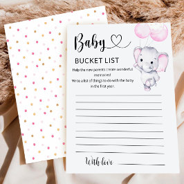 Roze olifant Baby shower Bucket List