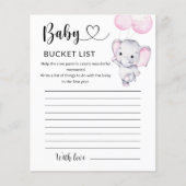 Roze olifant Baby shower Bucket List (Voorkant)