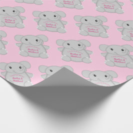 Roze olifant Baby shower Cadeaupapier