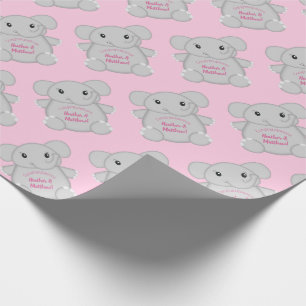 Roze olifant Baby shower Cadeaupapier