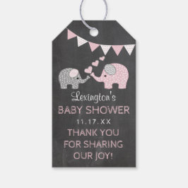 Roze Olifant Baby shower Chalk Look Dank u Cadeaulabel