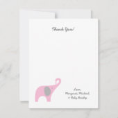 Roze olifant Baby shower Dank je wel Notitiekaartje (Voorkant)