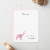 Roze olifant Baby shower Dank je wel Notitiekaartje (Voorkant / Achterkant in situ)