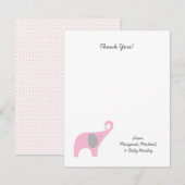 Roze olifant Baby shower Dank je wel Notitiekaartje (Voorkant / Achterkant)