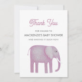 Roze Olifant Baby shower Dank u kaart (Voorkant)