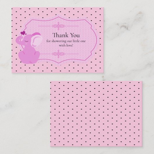 Roze Olifant Baby shower Dank u Kaarten Notitiekaartje (Voorkant / Achterkant)