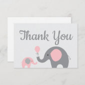 Roze Olifant Baby shower Dank u Kaarten Plat (Voorkant / Achterkant)
