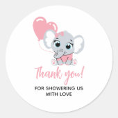 Roze Olifant Baby shower Dank u Sticker (Voorkant)