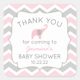 Roze olifant baby shower dank u voor sticker