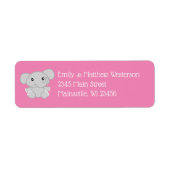 Roze olifant Baby shower Etiket (Voorkant)