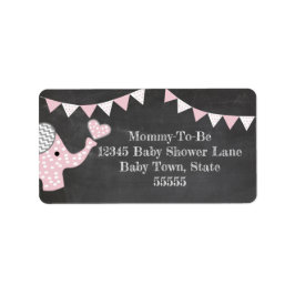 Roze olifant Baby shower Etiket