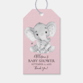 Roze Olifant Baby shower Favor Gift Label Cadeaulabel