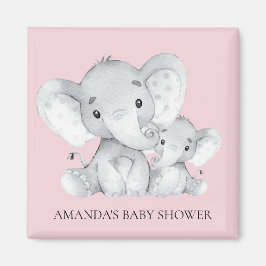 Roze Olifant Baby shower Favor Magnet