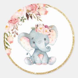 Roze Olifant Baby shower Favor Sticker Labels