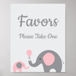 Roze olifant Baby shower Favors Neem één teken Poster