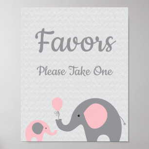 Roze olifant Baby shower Favors Neem één teken Poster
