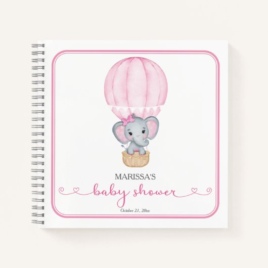 Roze olifant Baby shower gastenboek Notitieboek (Voorkant)