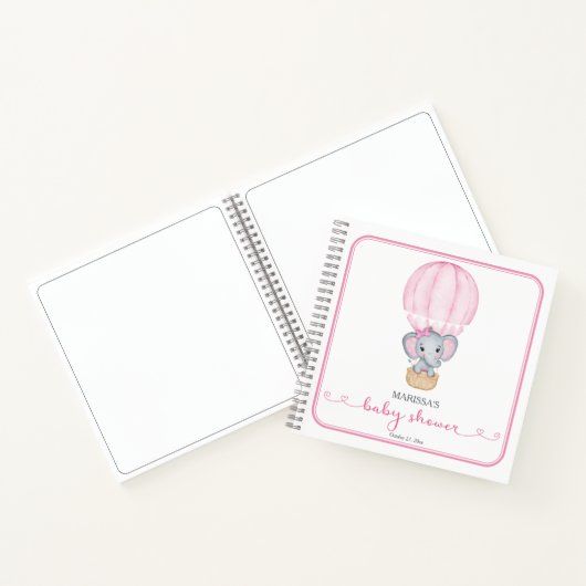 Roze olifant Baby shower gastenboek Notitieboek (Binnen)