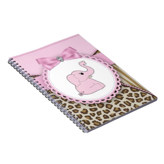 Roze olifant Baby shower gastenboeken Notitieboek (Rechterzijde)