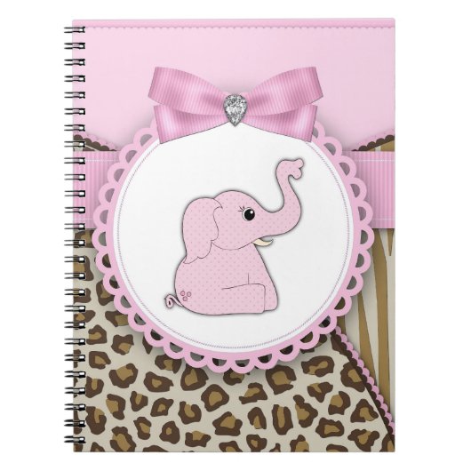 Roze olifant Baby shower gastenboeken Notitieboek (Voorkant)