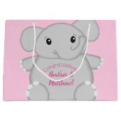 Roze olifant Baby shower Groot Cadeauzakje (Voorkant)