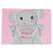 Roze olifant Baby shower Groot Cadeauzakje (Achterkant)