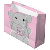 Roze olifant Baby shower Groot Cadeauzakje (Voorkant Gekanteld)