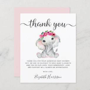 Roze olifant Baby shower Hartelijk dank
