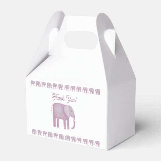 Roze olifant Baby shower Hartelijk dank Bedankdoosjes (Voorkant Zijde)