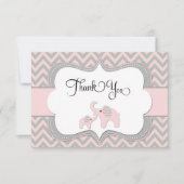 Roze olifant Baby shower Hartelijk dank Bedankkaart (Voorkant)