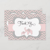 Roze olifant Baby shower Hartelijk dank Bedankkaart (Voorkant / Achterkant)