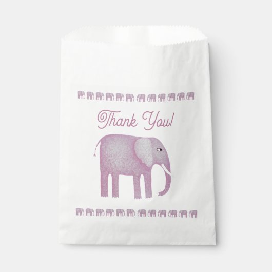 Roze olifant Baby shower Hartelijk dank Bedankzakje (Voorkant)