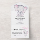 Roze olifant Baby shower in één uitnodiging (Binnen)